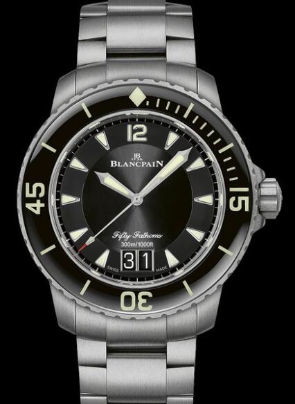 Review Blancpain Fifty Fathoms Grande Date Replica Watch Titanium - Black Dial - Titanium Bracelet 5050 12B30 98B